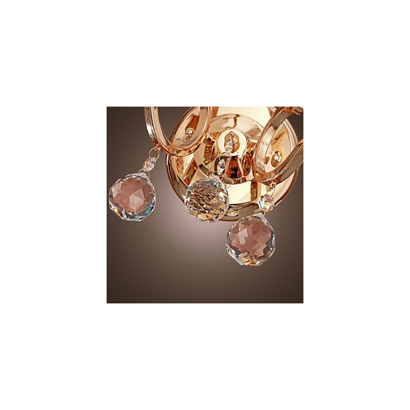 Aplica de perete din cristal auriu cu 2 lumini