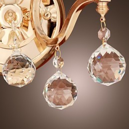 Aplica de perete din cristal auriu cu 2 lumini