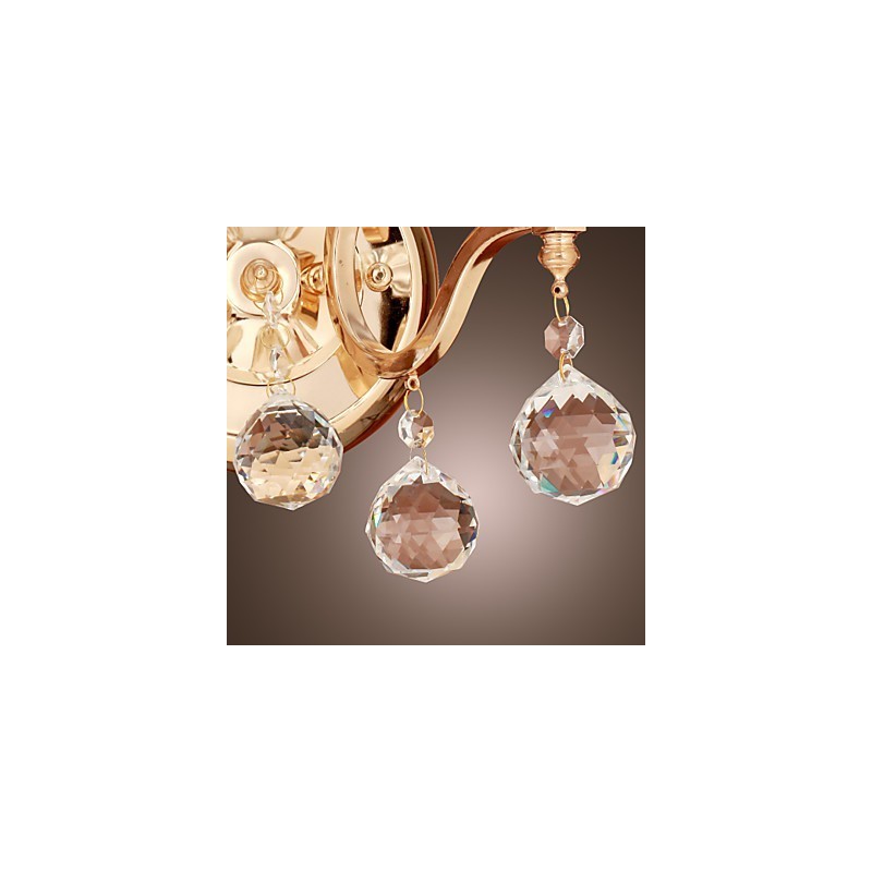 Aplica de perete din cristal auriu cu 2 lumini