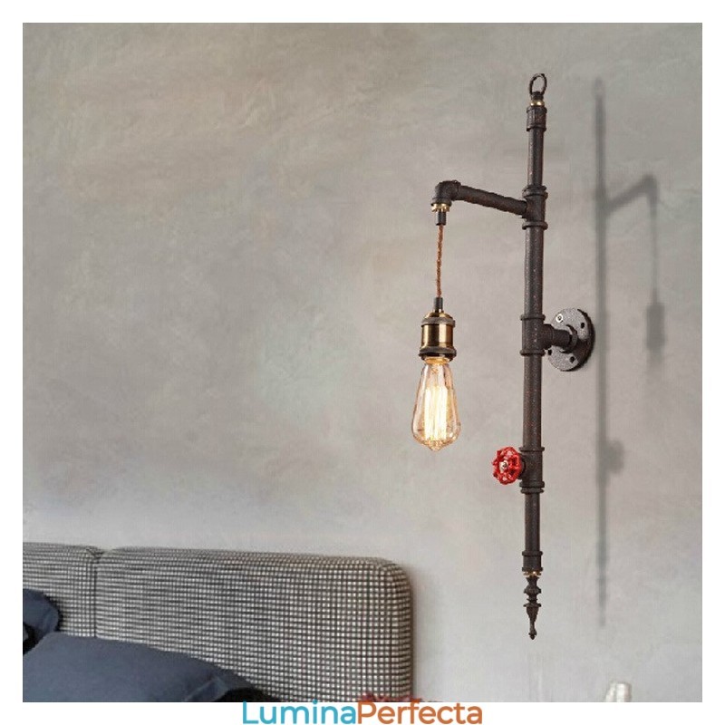 Peretele de țeavă al aplicului de perete rachetă retro creativ și rural