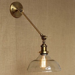 Lampă de perete pentru dormitor, sticlă de fier, bronz, alamă, stil retro, creativă americană