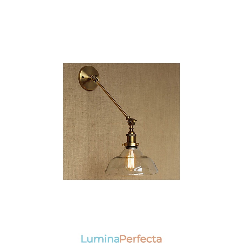 Lampă de perete pentru dormitor, sticlă de fier, bronz, alamă, stil retro, creativă americană