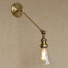Lampă de perete pentru dormitor, sticlă de fier, bronz, alamă, stil retro, creativă americană