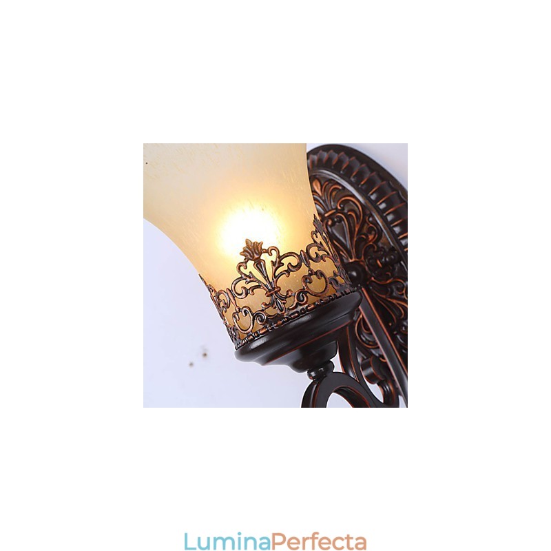 Europa Tip Restaurare Căi Vechi Fier forjat Dormitor Lampă de perete din sticlă