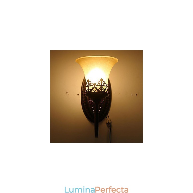 Europa Tip Restaurare Căi Vechi Fier forjat Dormitor Lampă de perete din sticlă