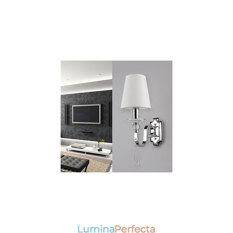 Lampă de perete albă caldă cu picături de cristal