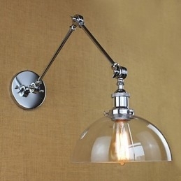 Lampă de perete retro telescopică din sticlă cromată