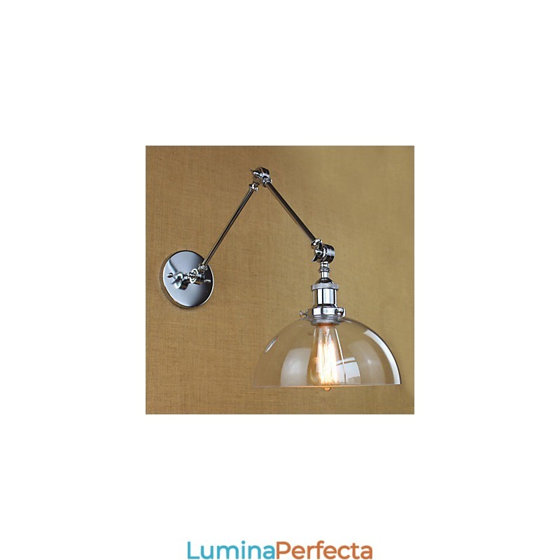 Lampă de perete retro telescopică din sticlă cromată