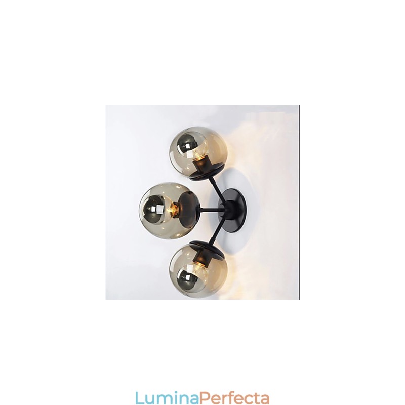 Aplice de perete Bilă de sticlă 3 lumini Lumini de perete interioare exterioarel Rustic Lodge Metal