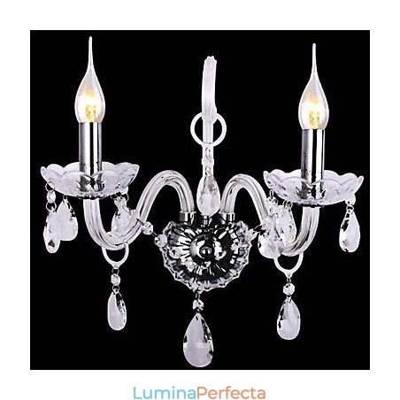 Applique moderne din cristal cu 2 lumini în funcție de lumânare Applique moderne din cristal cu 2 lumini în funcție de lumânare