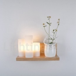 Aplice de perete în stil mini cu abajururi de sticlă Applique de perete din lemn de bambus contemporan modern
