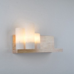 Aplice de perete în stil mini cu abajururi de sticlă Applique de perete din lemn de bambus contemporan modern