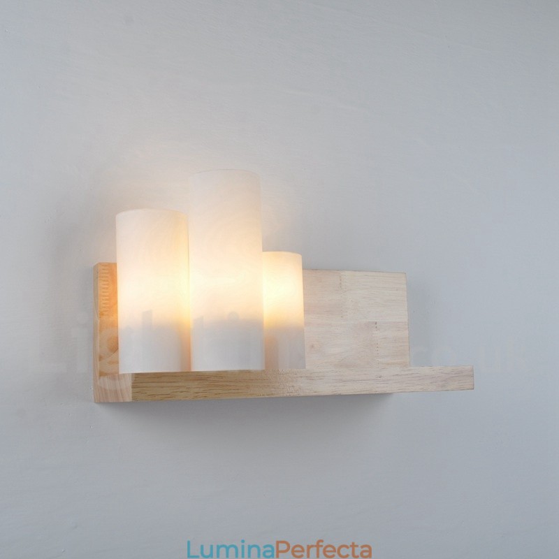 Aplice de perete în stil mini cu abajururi de sticlă Applique de perete din lemn de bambus contemporan modern