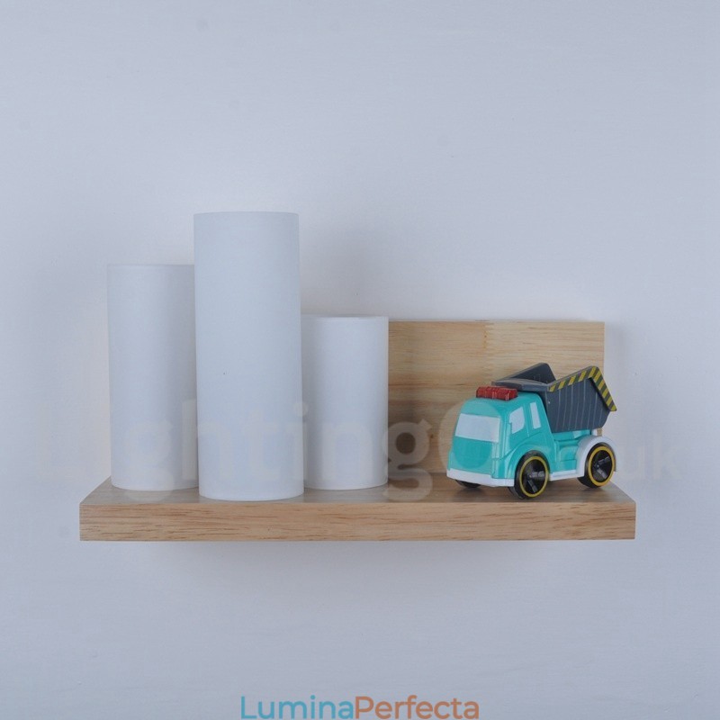 Aplice de perete în stil mini cu abajururi de sticlă Applique de perete din lemn de bambus contemporan modern