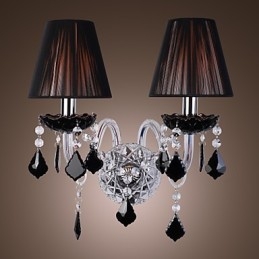 Aplica de perete din cristal cu 2 lumini in nuanta de stofa