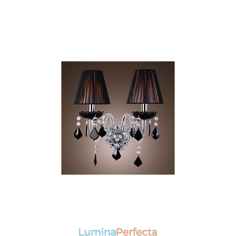 Aplica de perete din cristal cu 2 lumini in nuanta de stofa