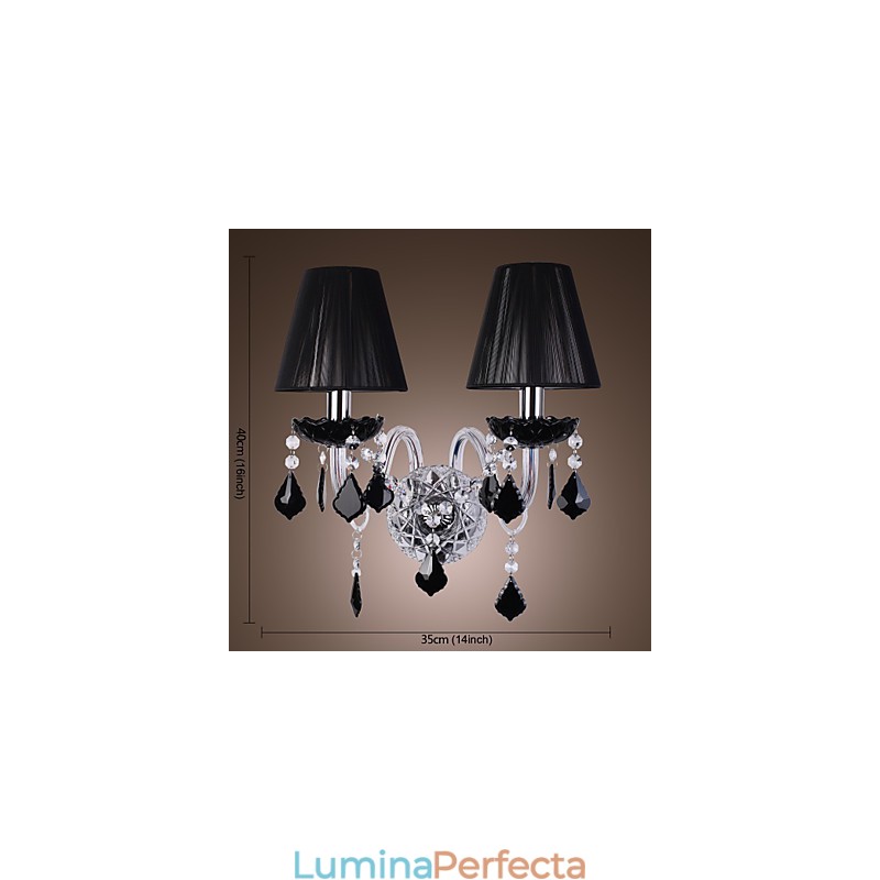 Aplica de perete din cristal cu 2 lumini in nuanta de stofa