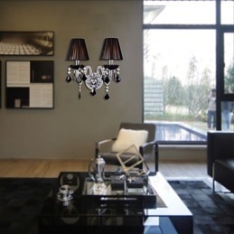 Aplica de perete din cristal cu 2 lumini in nuanta de stofa