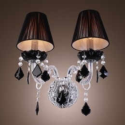 Aplica de perete din cristal cu 2 lumini in nuanta de stofa