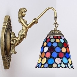 Aplică de perete din fier forjat cu contract european, creativ, lumini din sticlă