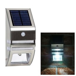 Lampă solară de perete albă cu senzor de mișcare PIR