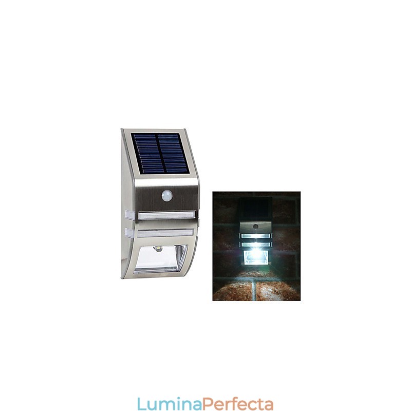Lampă solară de perete albă cu senzor de mișcare PIR