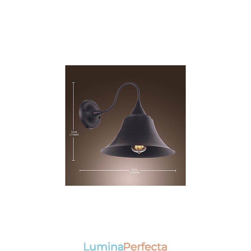 Aplică artistică de perete cu abajur din metal retro și suport