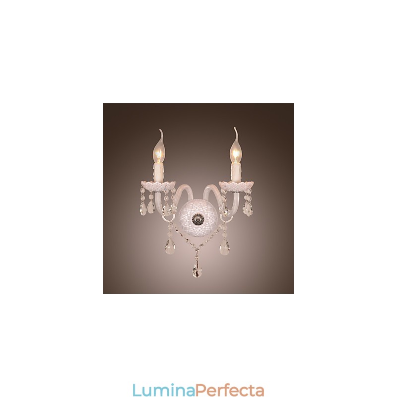 Aplica de perete din cristal cu 2 lumini in bec de lumanare