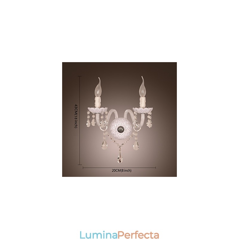 Aplica de perete din cristal cu 2 lumini in bec de lumanare