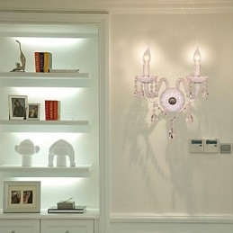 Aplica de perete din cristal cu 2 lumini in bec de lumanare