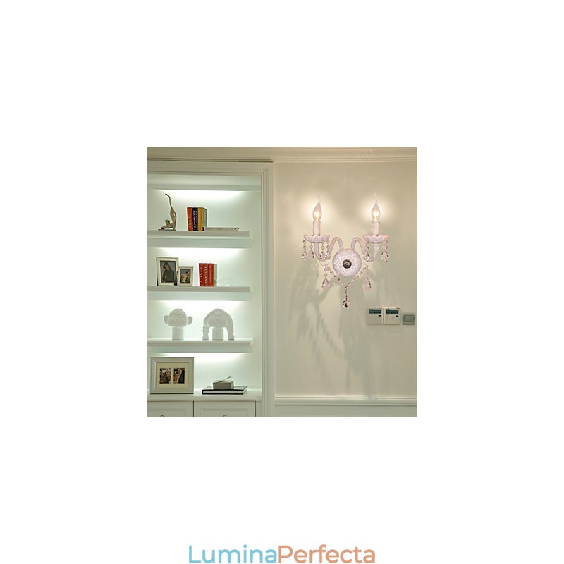 Aplica de perete din cristal cu 2 lumini in bec de lumanare