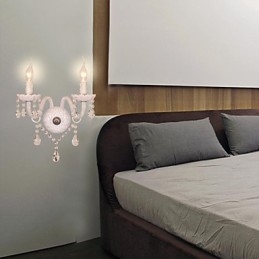 Aplica de perete din cristal cu 2 lumini in bec de lumanare