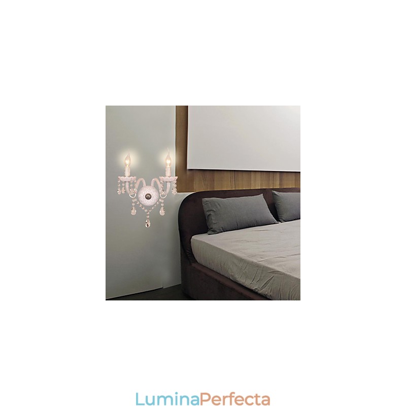 Aplica de perete din cristal cu 2 lumini in bec de lumanare