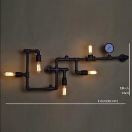 Aplice 5 Lumini Conducta Apa Fier Mini Stil Industrial Metal Country