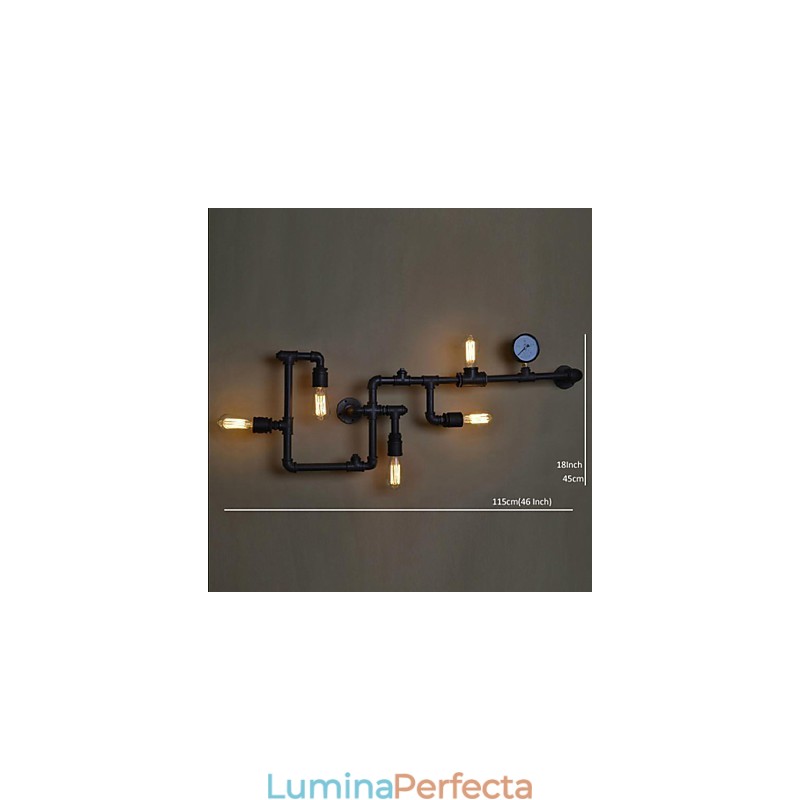 Aplice 5 Lumini Conducta Apa Fier Mini Stil Industrial Metal Country