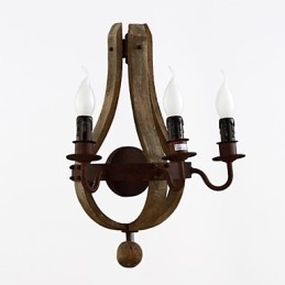 Lampă vintage americană rustică din lemn de perete pentru butoi de vin. Lampă pentru living și dormitor
