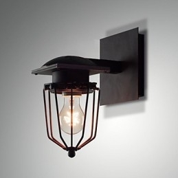 Aplică retro forjată cu un singur cap Aplic antic Lampă cu amintiri Loft American Fier Vintage Cuști mici