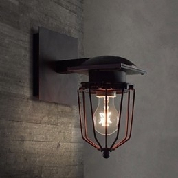 Aplică retro forjată cu un singur cap Aplic antic Lampă cu amintiri Loft American Fier Vintage Cuști mici