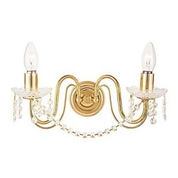 Aplica de perete din cristal auriu cu 2 lumini