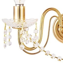 Aplica de perete din cristal auriu cu 2 lumini
