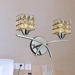 Aplică modernă de perete din cristal cu 2 lumini