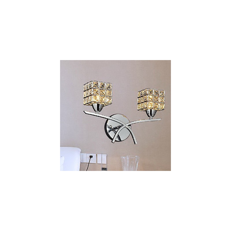 Aplică modernă de perete din cristal cu 2 lumini