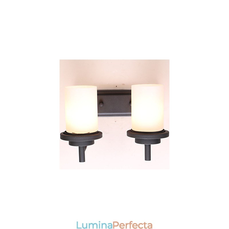 2*Aplică de perete în stil clasic de fier retro în procesare de pictură cu sticlă mată