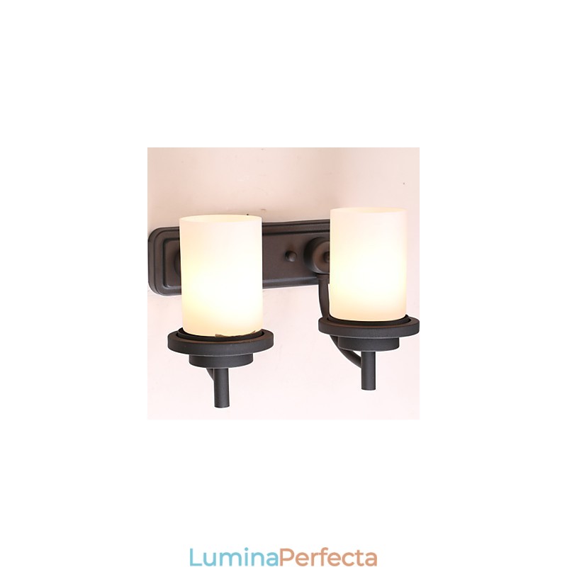 2*Aplică de perete în stil clasic de fier retro în procesare de pictură cu sticlă mată