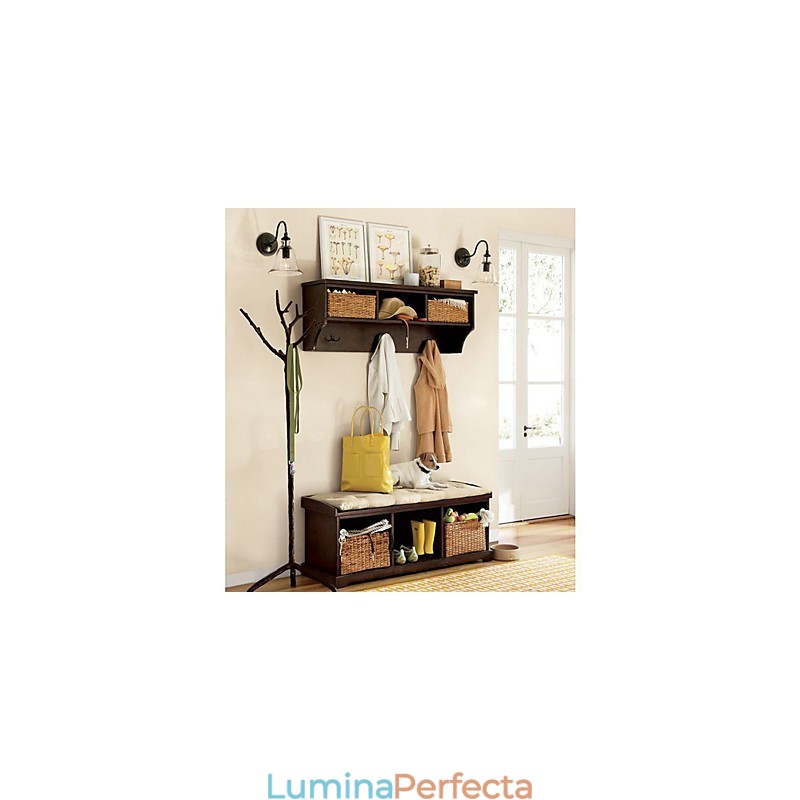 Lampă de perete din fier inspirată din natură cu abajur din sticlă transparentă