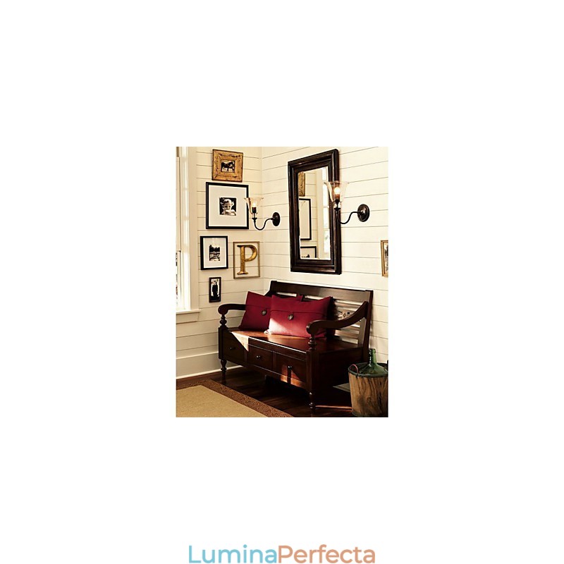 Lampă de perete din fier inspirată din natură cu abajur din sticlă transparentă