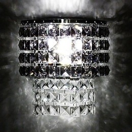 Aplică modernă de perete cu abajur din țesătură Placă metalică în stil de decor de cristal