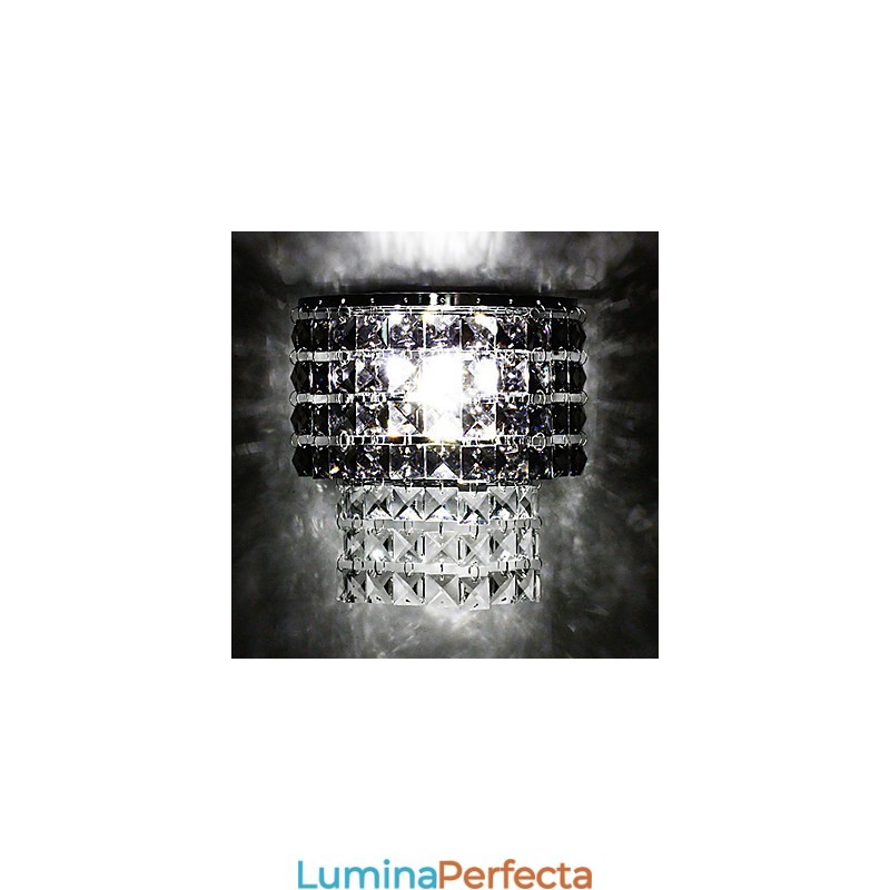 Aplică modernă de perete cu abajur din țesătură Placă metalică în stil de decor de cristal