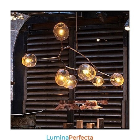 Candelabru cu 7 lumini, cu abajur din sticlă Candelabru cu 7 lumini, cu abajur din sticlă