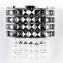 Aplică modernă de perete cu abajur din țesătură Placă metalică în stil de decor de cristal